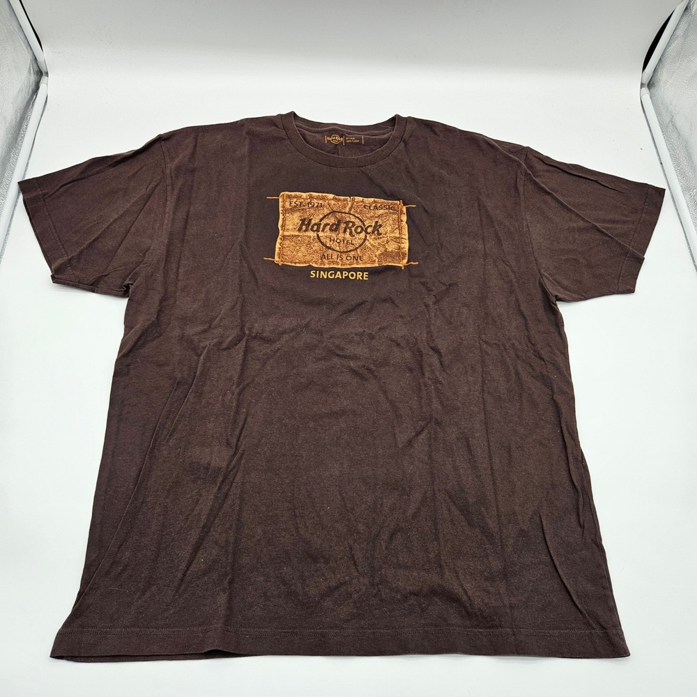 Hard Rock Hotel Singapore Graphic T‎ Shirt XX Large Brown Cotton